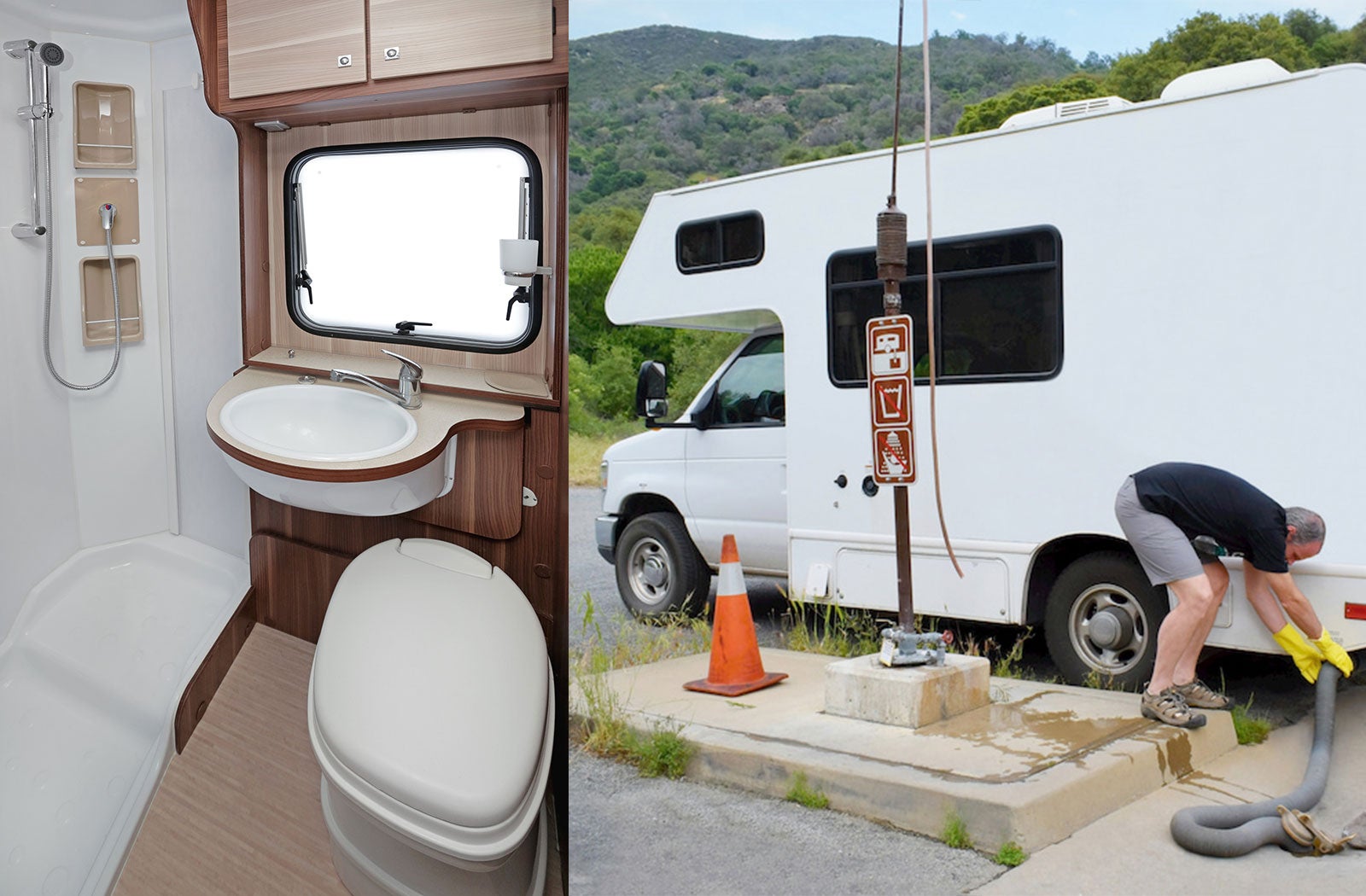 Portable RV/camper toilet and holding tank setup in McMinnville, Oregon