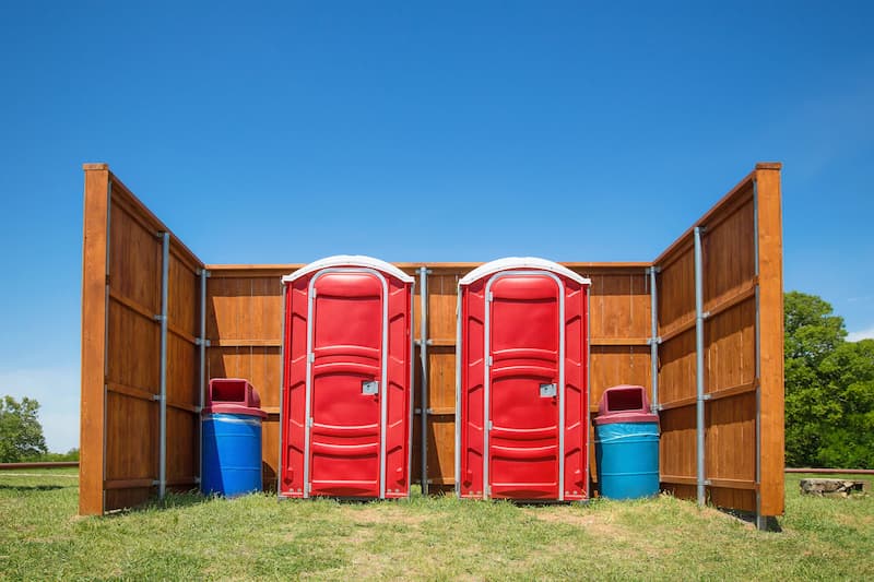 Short-term porta potty units staged for delivery in McMinnville, Oregon
